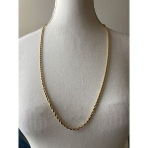 Vintage Gold Tone Classic Rope Chain Everyday Wear Minimalist Layering
